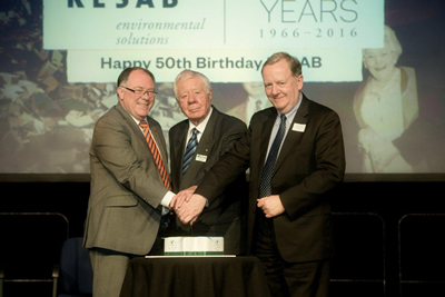 Hon. Ian Hunter MLC, KESAB Patron Colin Hill AM and KESAB Chair Ashley Watson celebrating 50 years of KESAB.