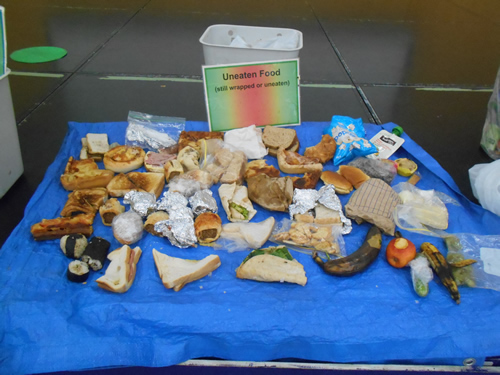 Example food and packaging 'waste' picked from bins during school waste and litter audits